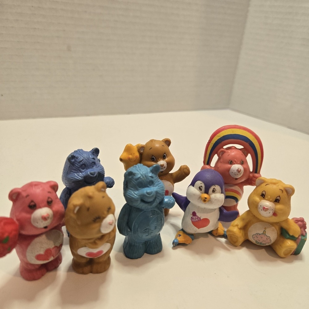 Vintage 80s Care Bears Lot of 8 Mini Figures AGC '83 '84 Rare Toy PVC